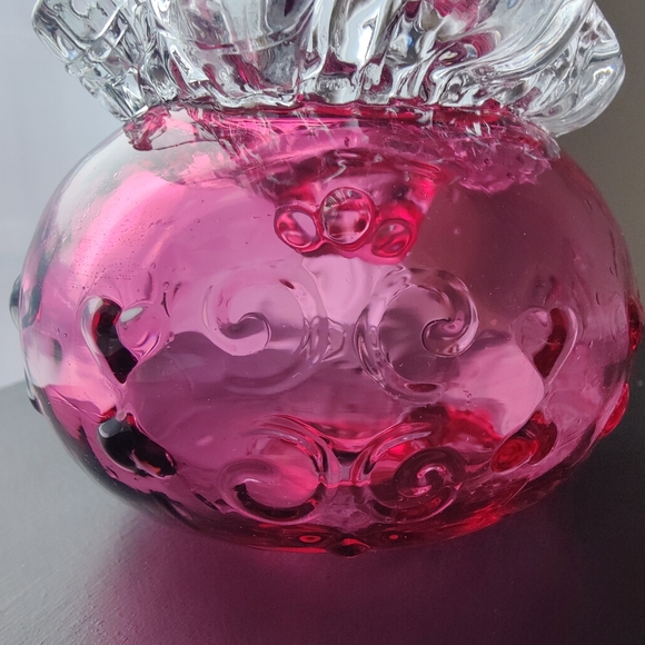 Cranberry Glass Candle Holder with Ruffled Edge - Picture 8 of 13